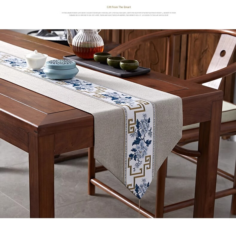 Yinshang New Chinese-Style Table Runner, Zen-Inspired Waterproof Tea Mat, Coffee Table Cloth, Luxurious High-End Tea Table Pad, Long Placemat, 30*220cm 6