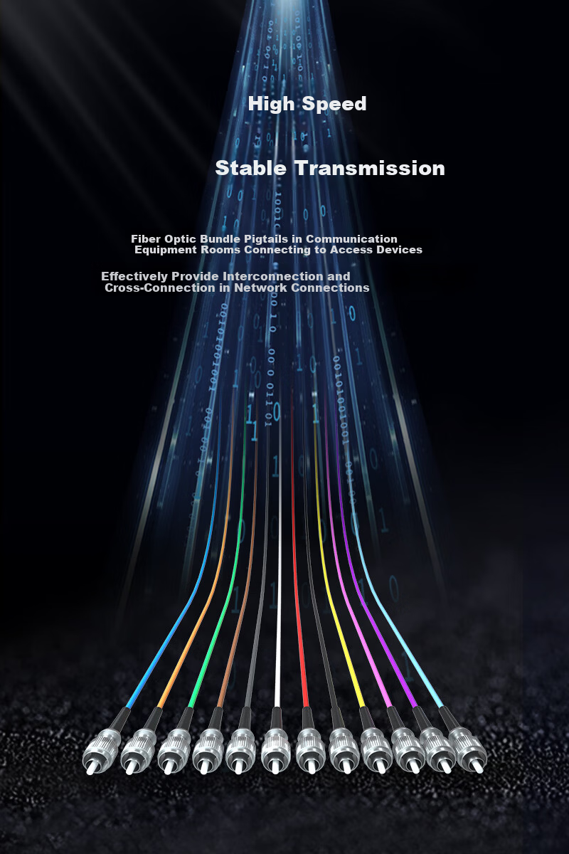 BOYANG BY-FC12 Telecom Grade Single-Mode Fiber Optic Patch Cord 1.2m 12-Core FC Bundle Fiber Optic Pigtail ODF Unit Fiber Optic Rack Network Cable Distribution 4