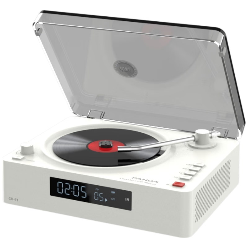 PANDA CD-71 Album CD Player Bluetooth Speaker All-in-One External Playback Home Player High-Fidelity Disc Player (Black)