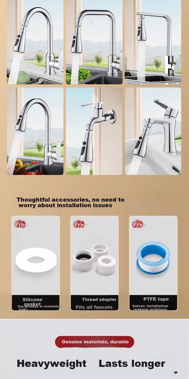 Delr [28 Years Brand] Kitchen Faucet Extender Splash Guard Universal Rotatable Sink Aerator 7