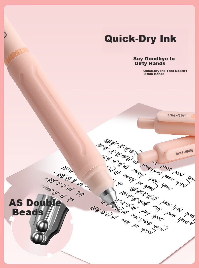 Kabaxiong Soft Rubber Sleeve, British Style High-Quality Pen for Primary And Secondary School Students' Practice, Smooth Gel Ink Pen CS Black Double Ball Tip Comfortable Skin-Friendly Ballet Story 8