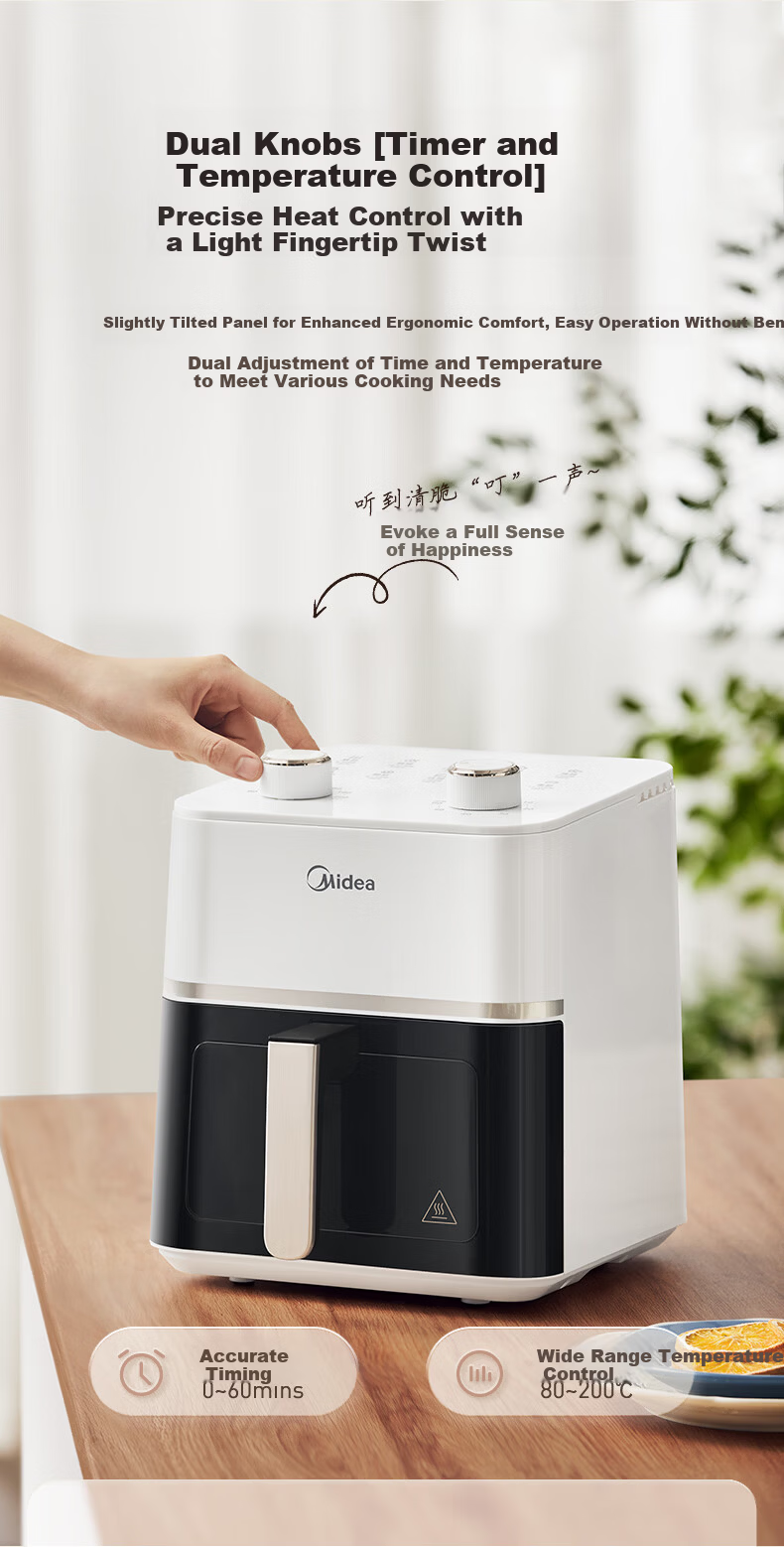 Midea Air Fryer with View Window, 2026 New Model, Steam And Bake All-In 6.5L, Home Use, Fat-Free, Antibacterial, No-Wash, Multifunctional, No-Flip, Smart Dual Heating Source, Self-Operated KZC6584 7