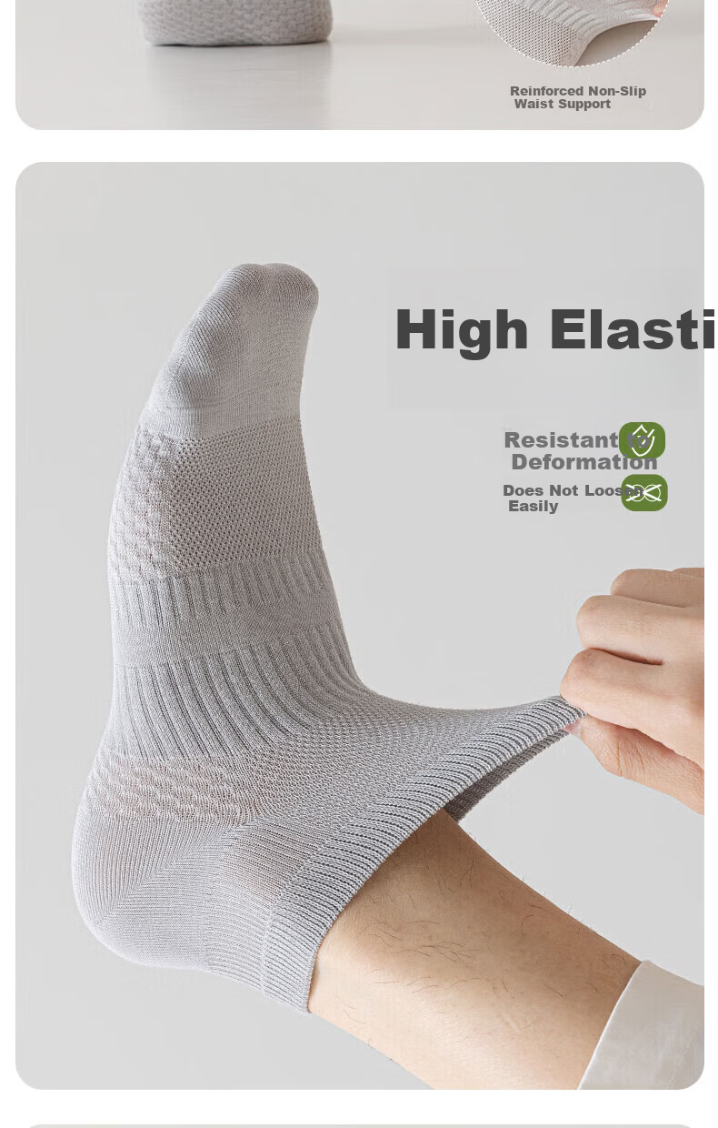 Cotton Thirteen Men's Short Socks Xinjiang Cotton Antibacterial Deodorant Mesh Breathable Thin Summer Waistband Massage Sole Low Cut 6 Pairs 5