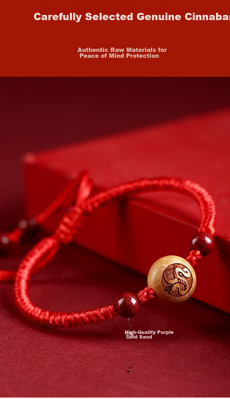 Benming Tang Red String Bracelet for Women Authentic Old Peach Wood Cinnabar Amulet Good Luck Charm High School Exam Blessing Gift Birthday Present for Girlfriend 8