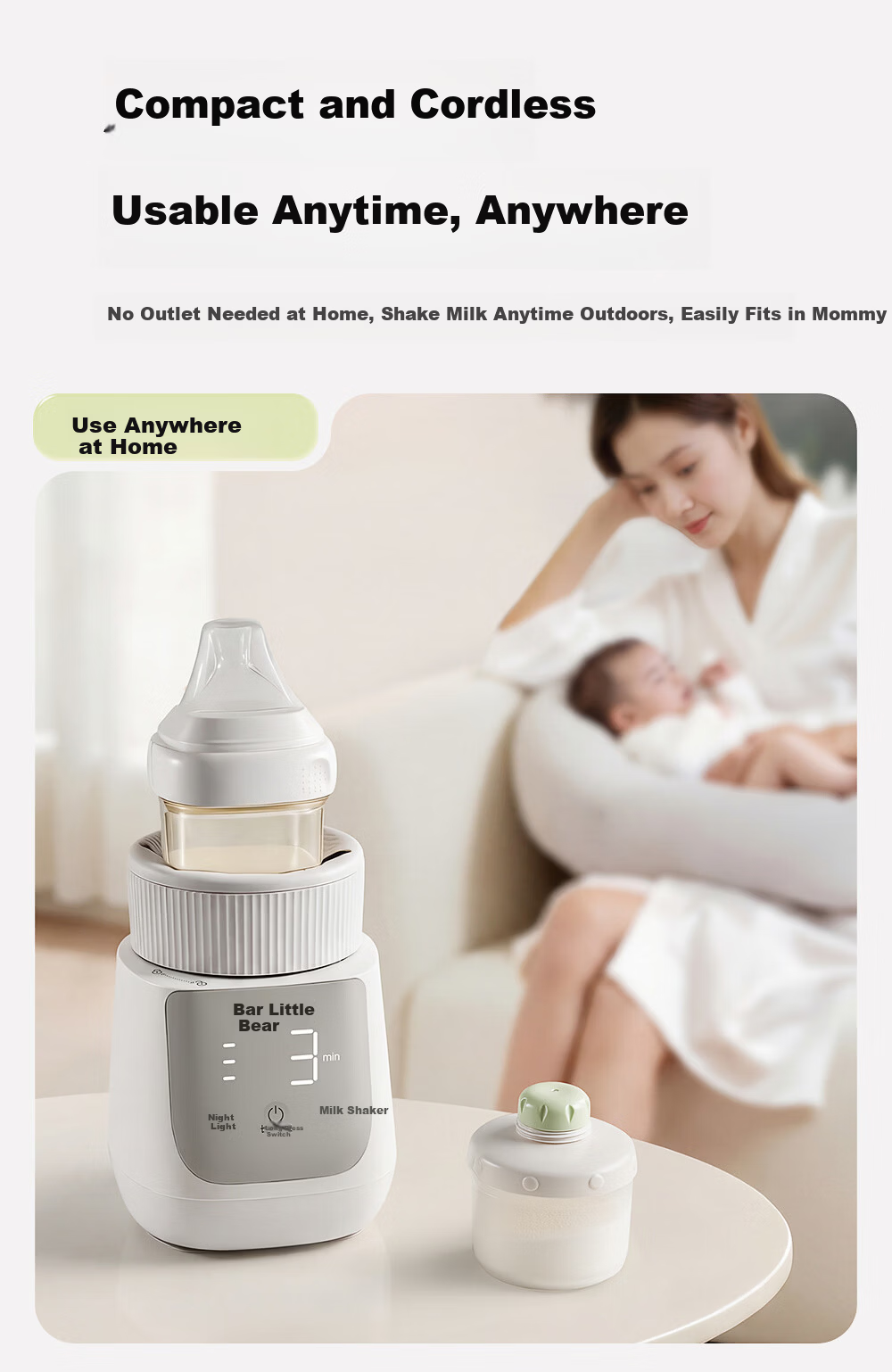 Bear Wireless Electric Baby Milk Powder Mixer P3 Bottle Shaker 5