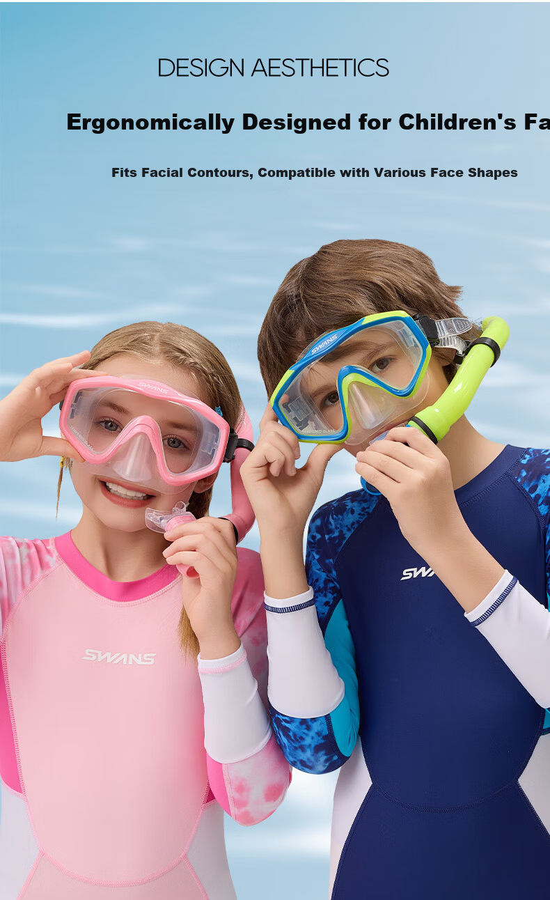 SWANS Snorkeling Mask Snorkel High-Definition Waterproof Breathing Tube Respirator Diving Gear for Men Women and Children Swimming Equipment Pink 6
