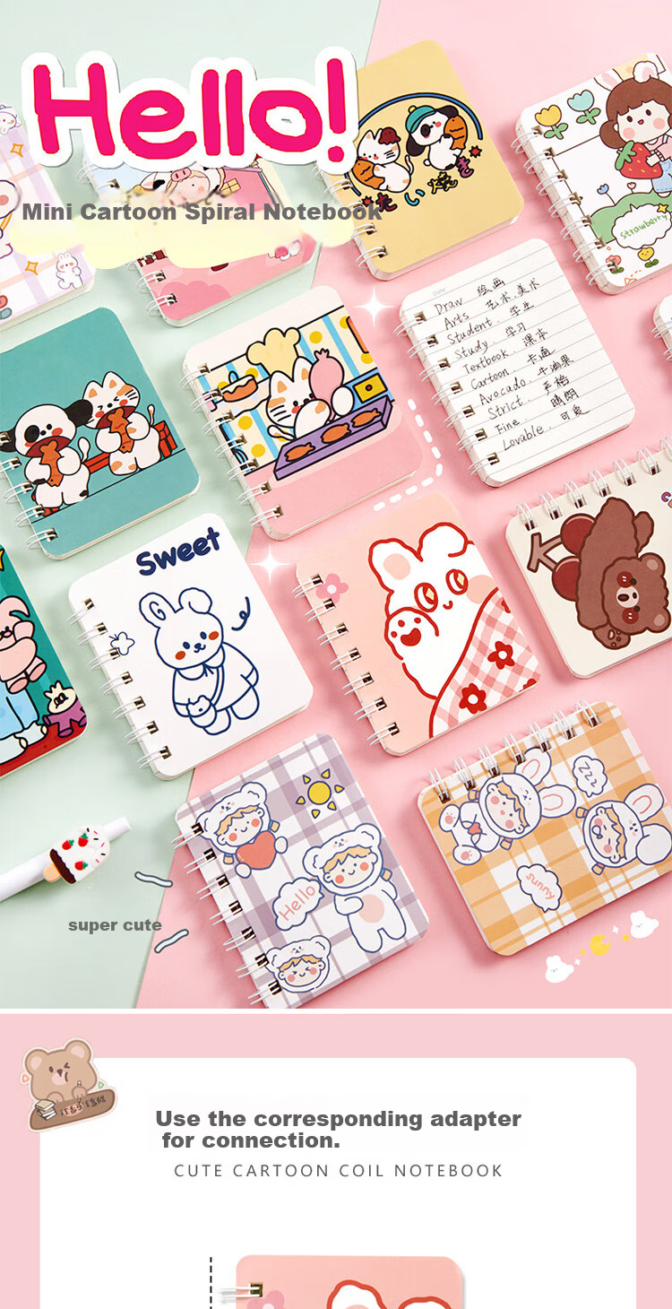 Jufu Cartoon Notebook Cute Pets A7 Lined Notebook 4-Pack Large Capacity Extra Thick Student Homework General Use Graduation Season Children's Day Reward Stationery Practical Gift 1
