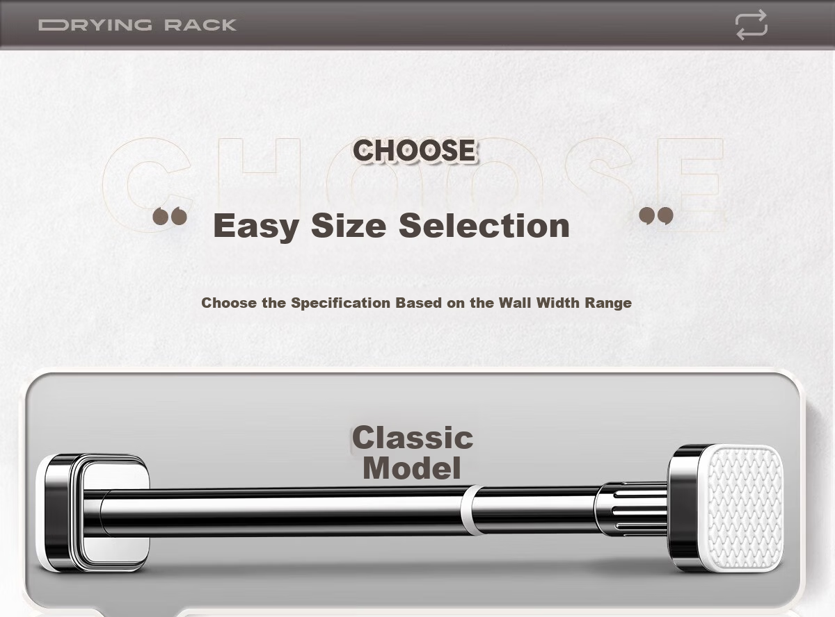 Futuristic No-Drill Telescopic Stainless Steel Clothes Drying Rod Balcony Wall-Mounted Support 340-400cm 14