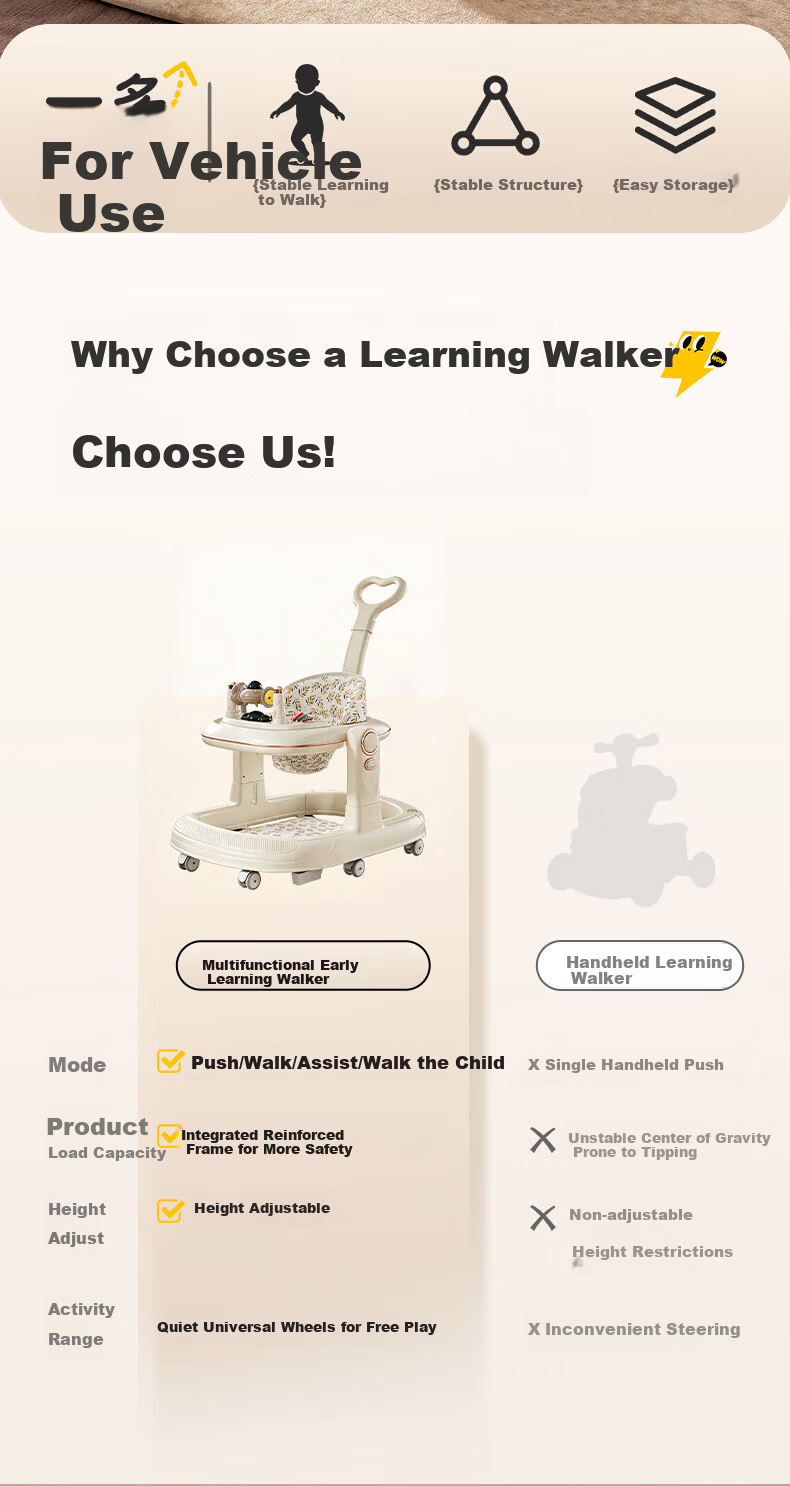 ANGI BABY Baby Walker 2026 Multifunctional Foldable Toddler Push Walker Birthday Gift Children's Day Gift 3