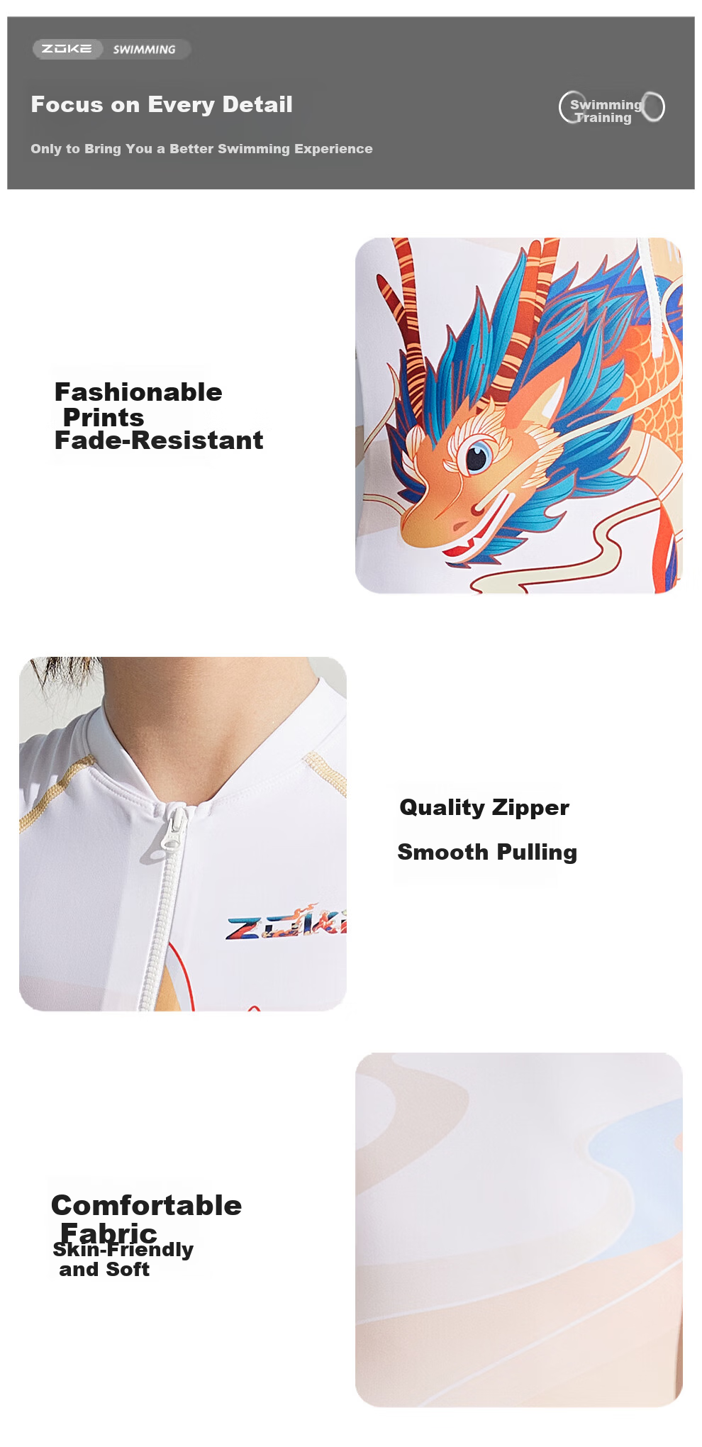 ZOKE Boys' One-Piece Square Leg Swimwear Short Sleeve Swimming Training Suit 124603536 7