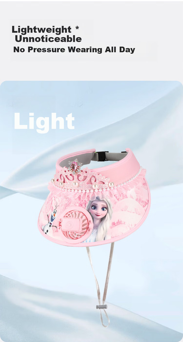 Disney Kids Summer Sun Protection Fan Hat for Girls Open Top Wide Brim DSP60025 Pink 5