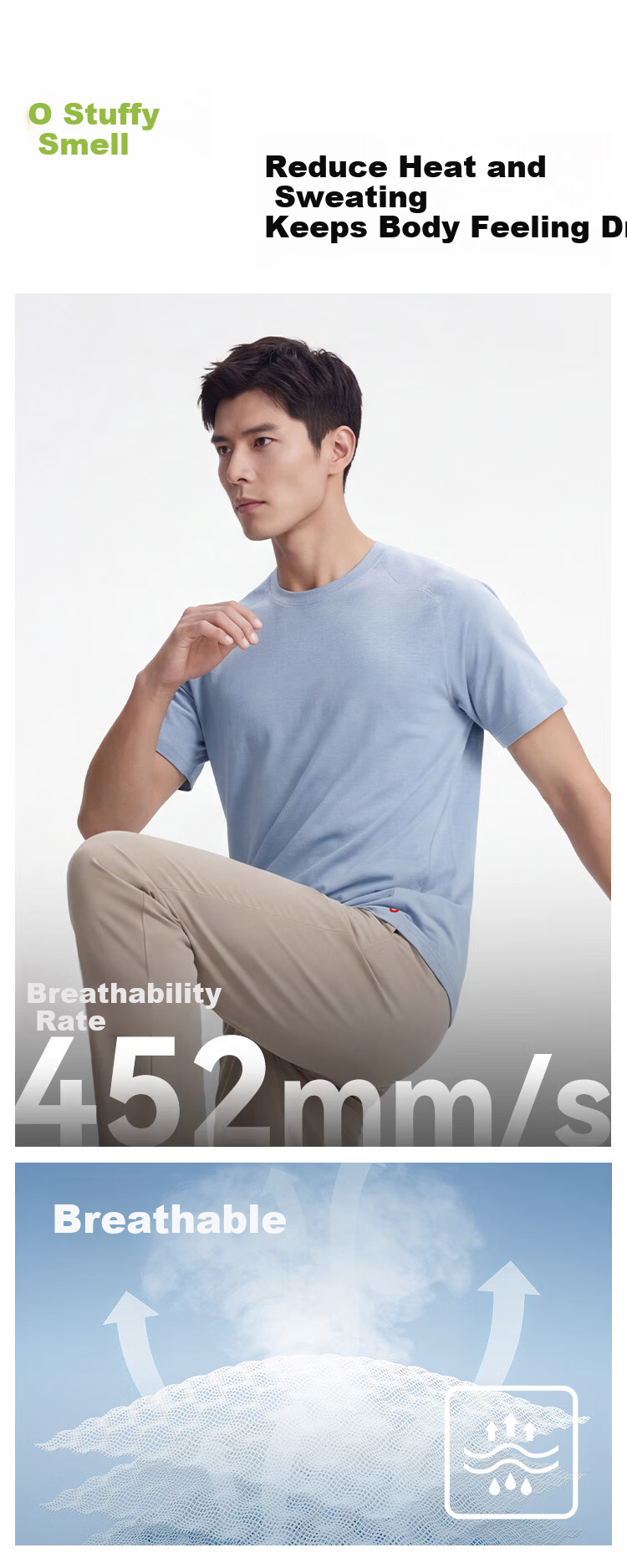 JD Original New Sweat-Wicking Quick-Dry Sports T-Shirt, Summer Outdoor Running Sun Protection Cool Short Sleeve for Men, Gray Blue, S 6