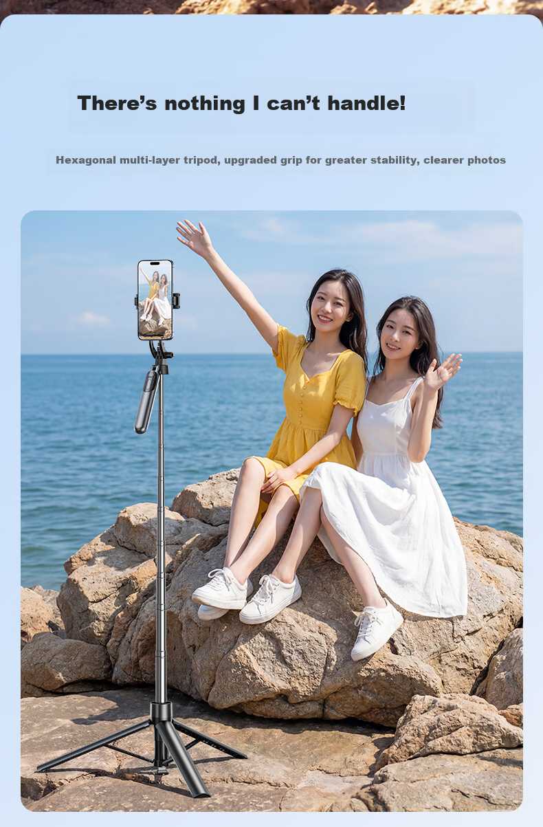 Shuotuo Floor-Standing Adjustable Selfie Stick Tripod Phone Holder Live Streaming Stand Portable Travel 360-Degree Rotating Anti-Shake Shooting Mount 17