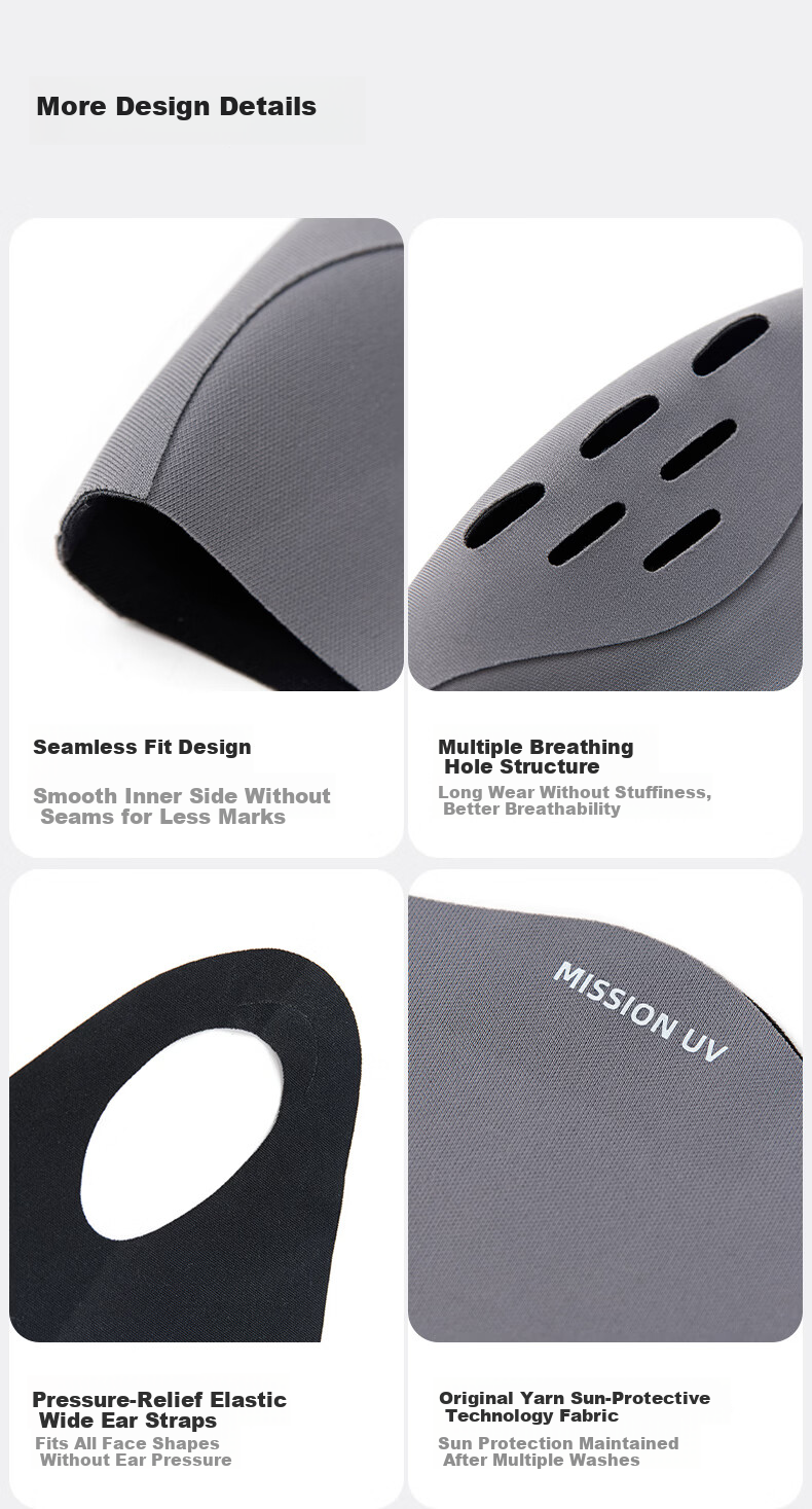 MISSION UV Ice Silk Sunscreen Mask Men's Cycling Mountaineering Summer UV Protection Breathable 3D Full Face Sunshade Mask 2