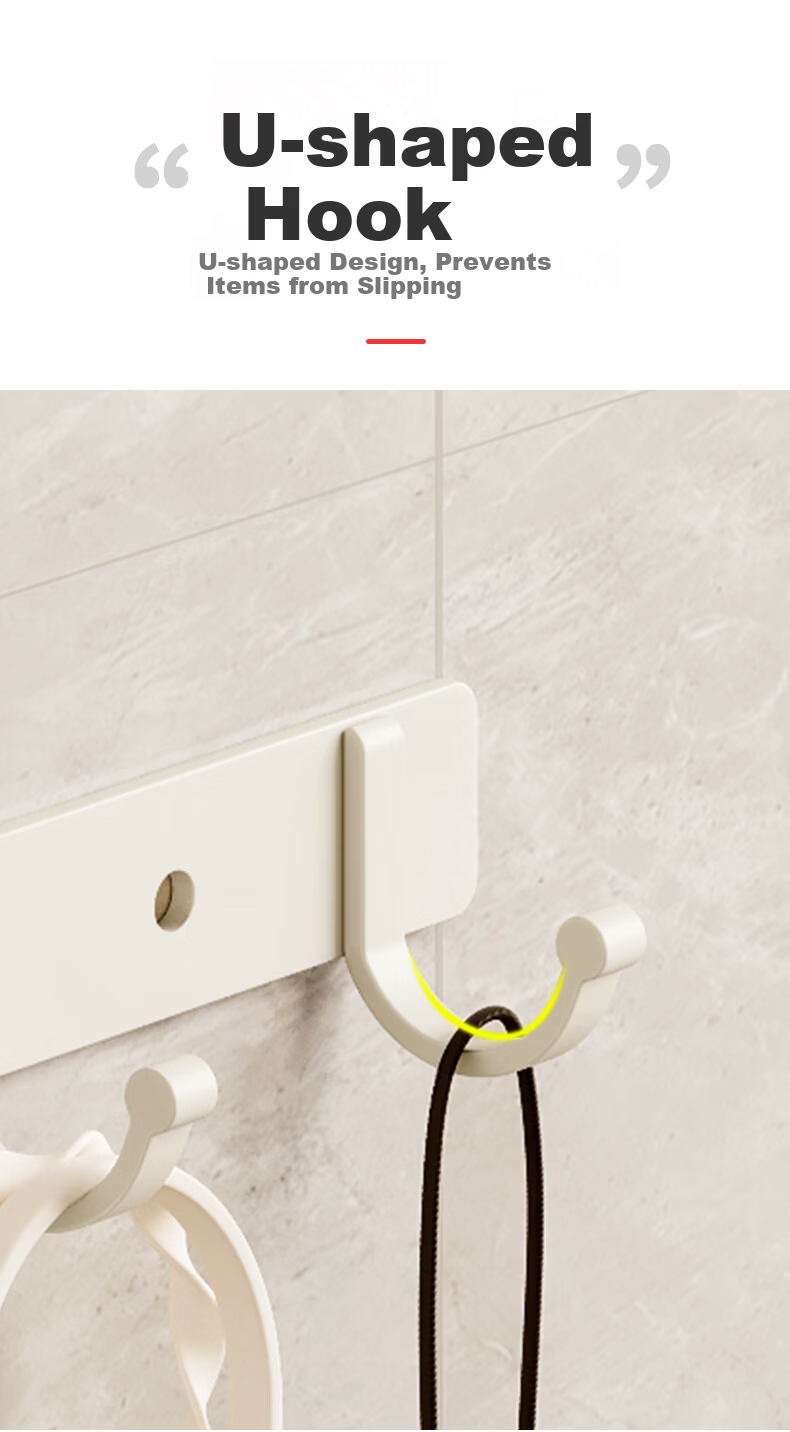 Tiger Mister Milk White No-Drill Space Aluminum Wall-Mounted Adhesive Hook Heavy-Duty Kitchen Door Hanging Hook 2