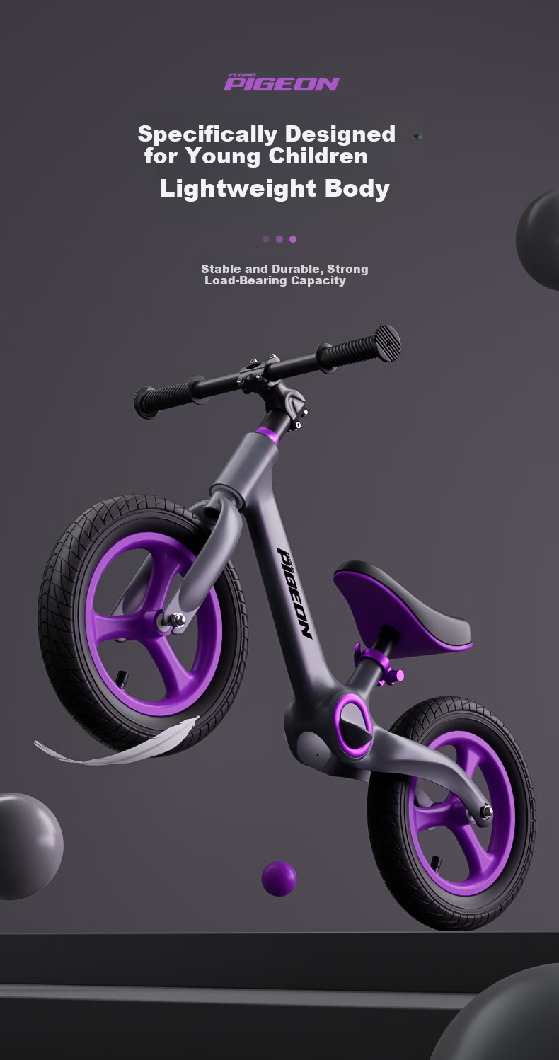 Flying Pigeon Children's Balance Bike 1-3-6 Years Old Toddler Baby Foot-Pedal Bicycle Lightweight Two-Wheel Glide Bike 14 Inch Green 5