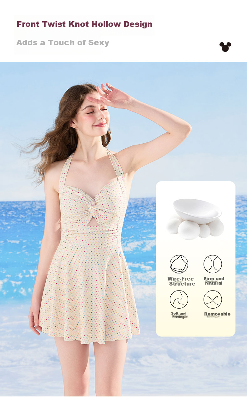Disney Women's Swimsuit Slimming Elegant One-Piece Swimwear Beach Vacation Hot Spring D16057S2E Apricot XL 7