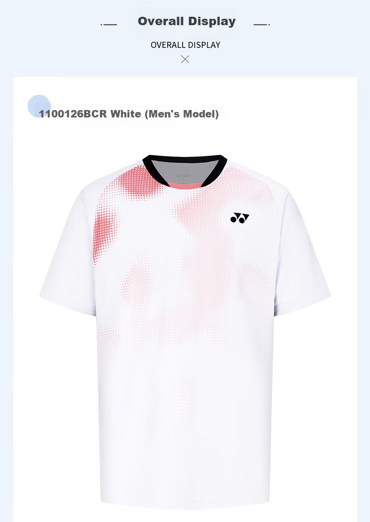 YONEX Badminton Shirt Competition Training Sweat-Absorbing Quick-Dry Running Fitness Sports Short Sleeve T-Shirt 1100126BCR White L 14