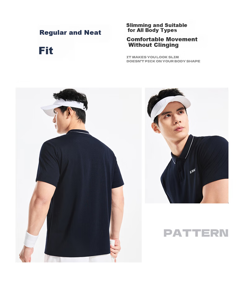 Hongxing Erke Summer Sports Short Sleeve Polo Shirt Outdoor Ice Cool Casual Men's Light Business Micro Collar T-Shirt 10