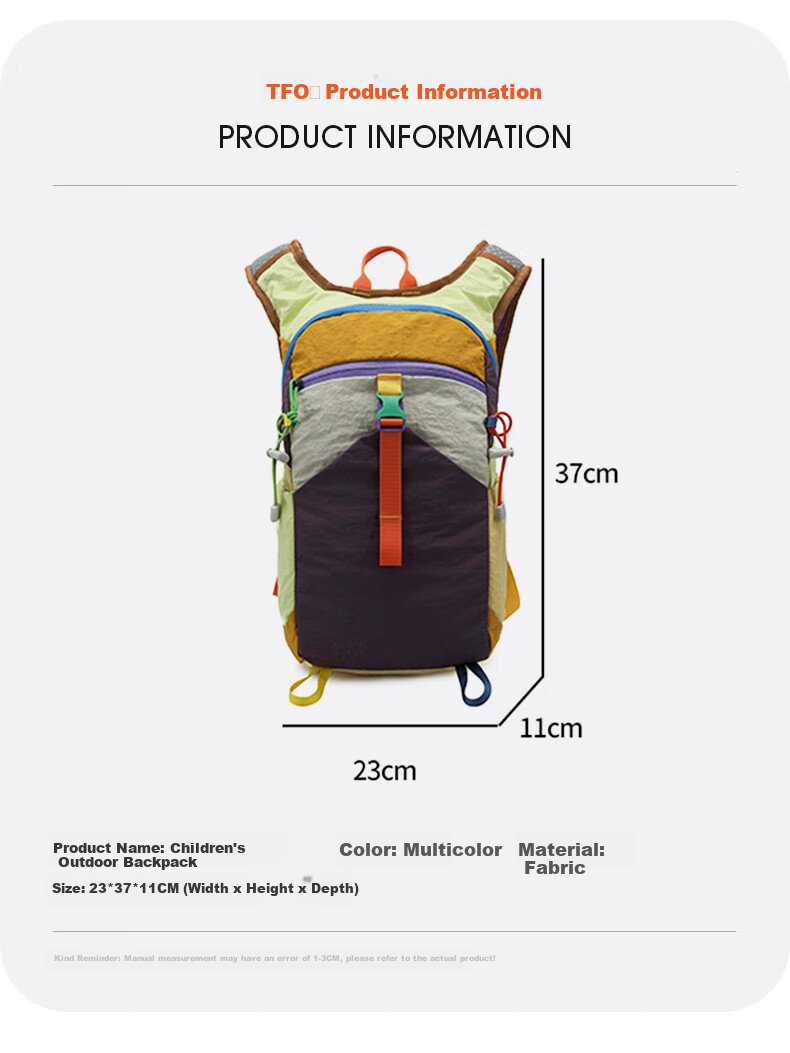 TFO 6th Generation Kids Outdoor Backpack Lightweight Travel School Bag Double Shoulder A9202515 Colorful 10L 5
