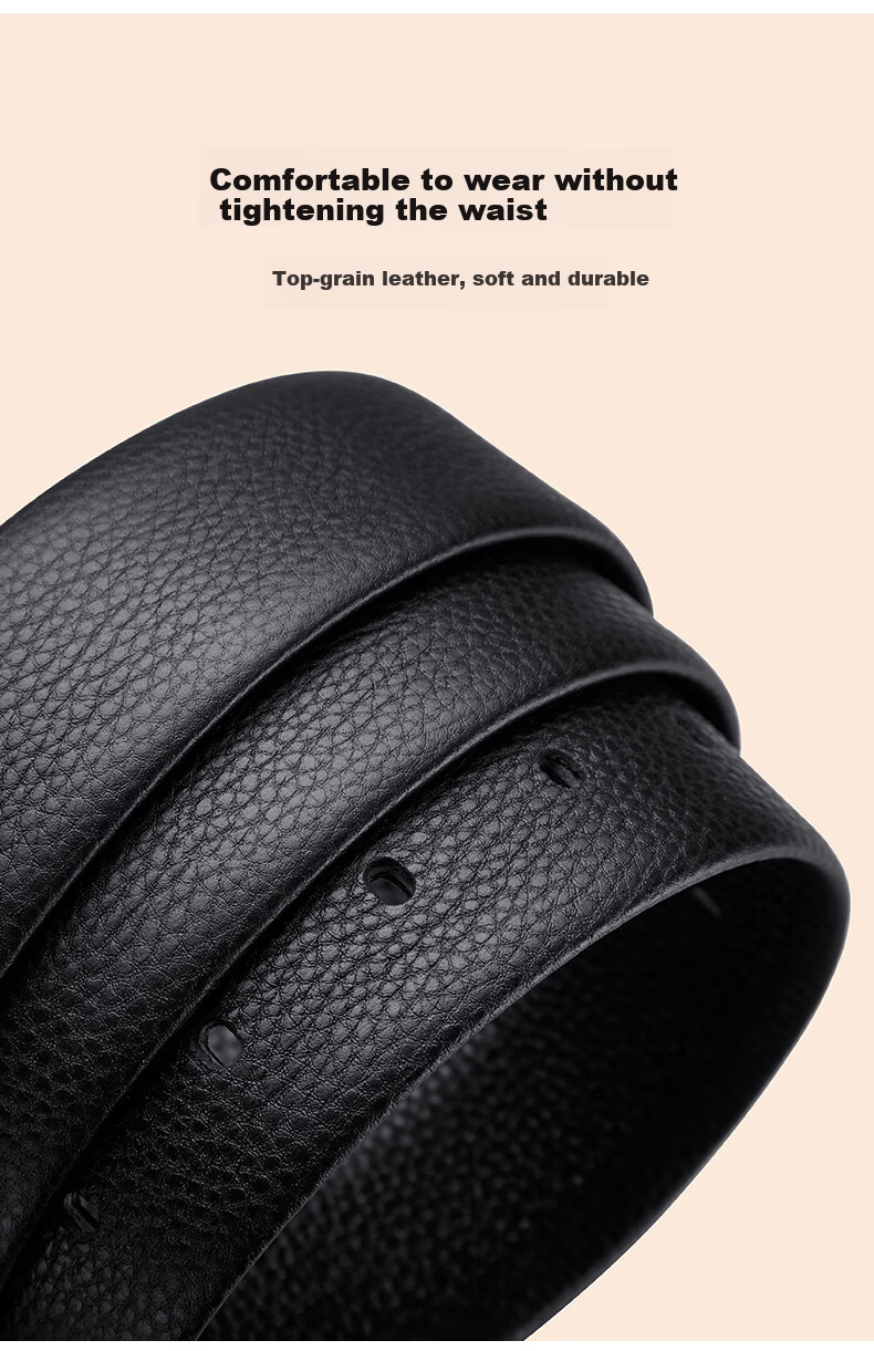ELLE HOMME French Brand Men's Genuine Leather Belt First Layer Cowhide Pin Buckle Belt Gift Box Birthday Present for Boyfriend Husband 8
