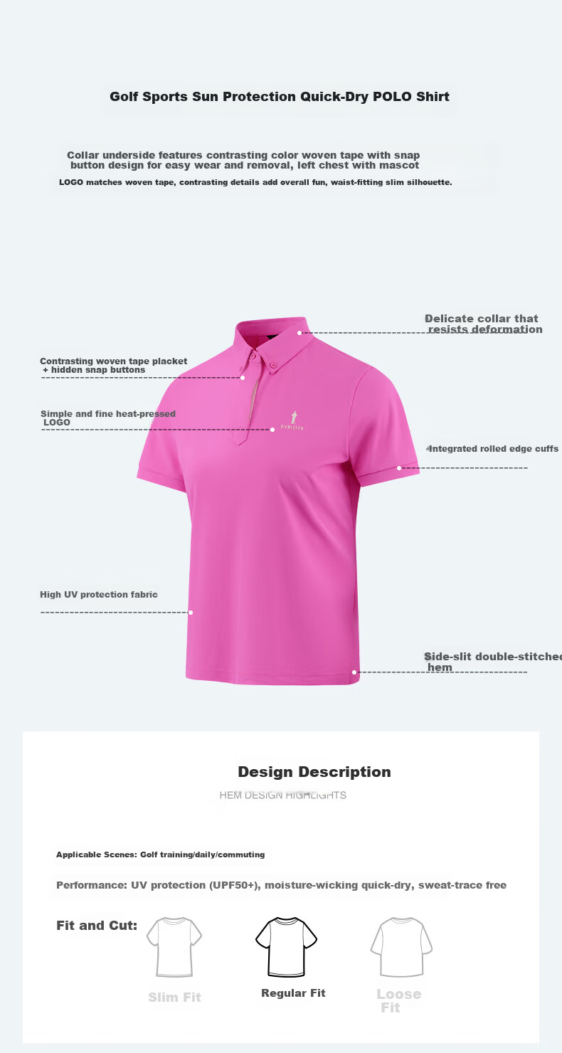 Biyinlefen Golf [UPF500+] 2026 Spring New Women's Sports Casual Stretch Comfortable Breathable Sun Protection Short Sleeve Polo Shirt 7