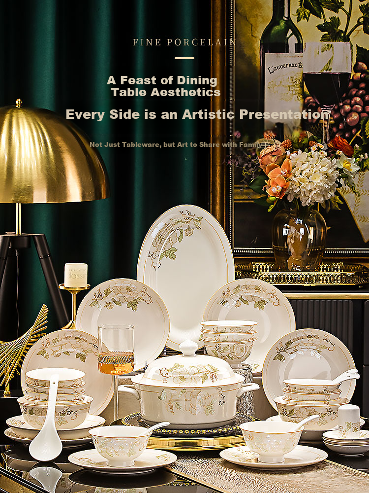 Pearson Jingdezhen Ceramic Dinnerware Set Bowl and Plate Set Home Ceramic Bowl Chopsticks and Dish Set Housewarming Gift Box 1