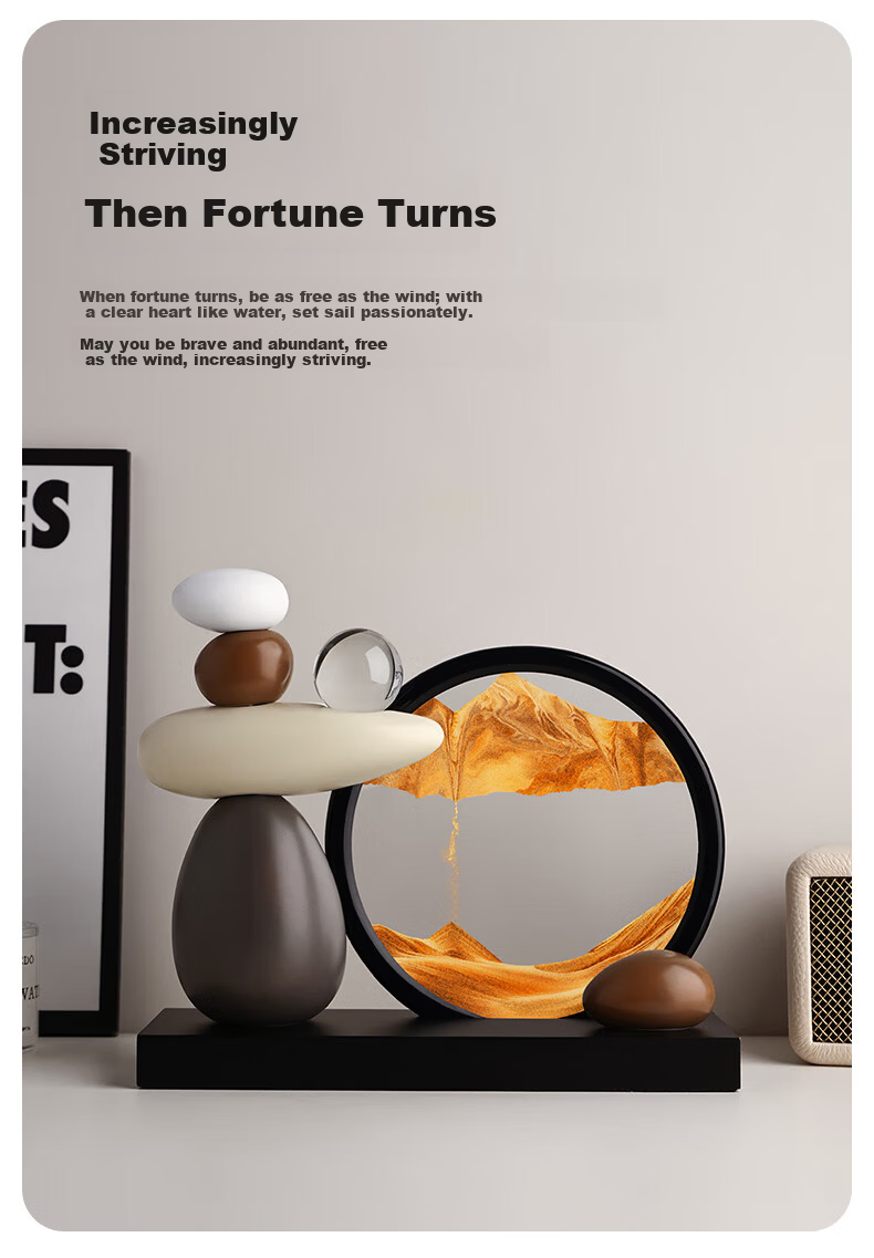 BHM Fortune Flowing Sand Painting Ornament Luxury High-End Living Room TV Cabinet Wine Cabinet Office Desktop Decoration 5