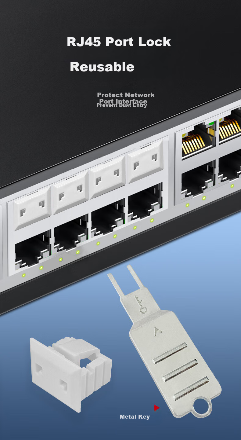Soli RJ45 Port Lock Detachable Network Port Plug RJ45 Port Lock for Computer Switch Industrial Control Metal Tool 1 Set + 6 Black Dust Covers 20665 5