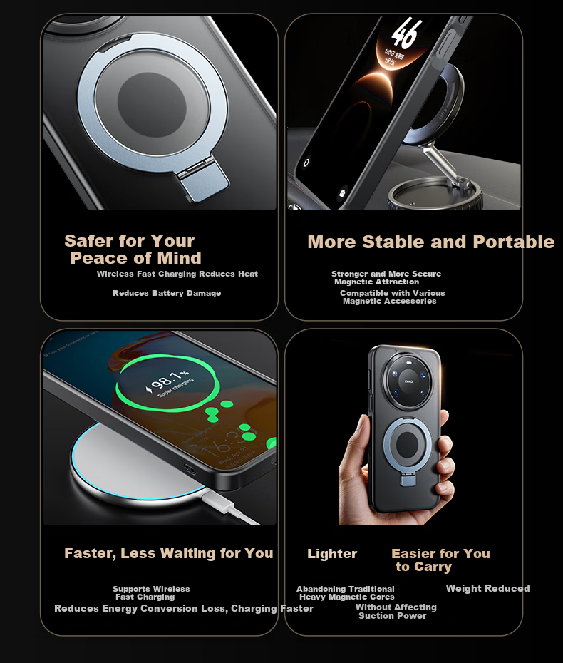 WITGOER 2026 New Magnetic Stand Case for Huawei Mate80 Mate80 Pro Anti-Fingerprint Rotatable Phone Case Unisex 12