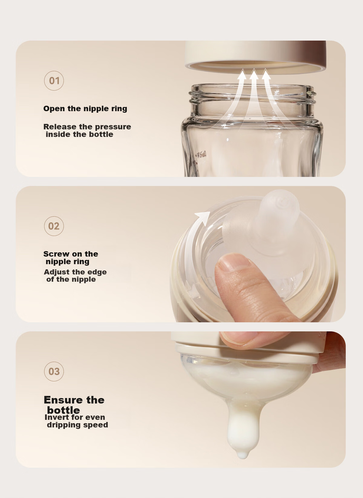 Bebebus Newborn Baby Bottle 0-1 Month Anti-Colic Glass Infant Bottle with Breast-Like Nipple 160ml 20