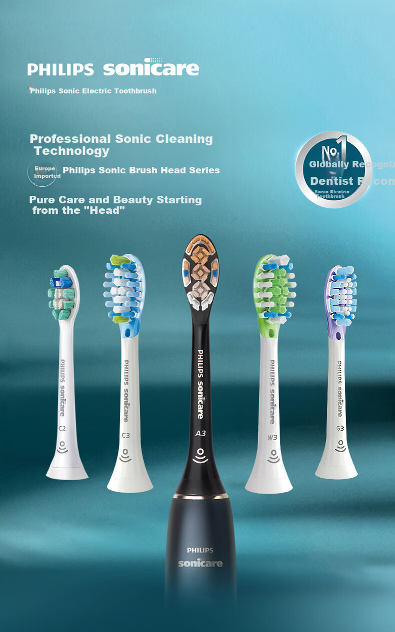 PHILIPS Electric Toothbrush Heads SmartClean C3 Clean Brush Type Official European Import Compatible with DiamondClean 7/7Pro/9/9Pro/AI Series Handles 4-Pack HX9044/85 White 1