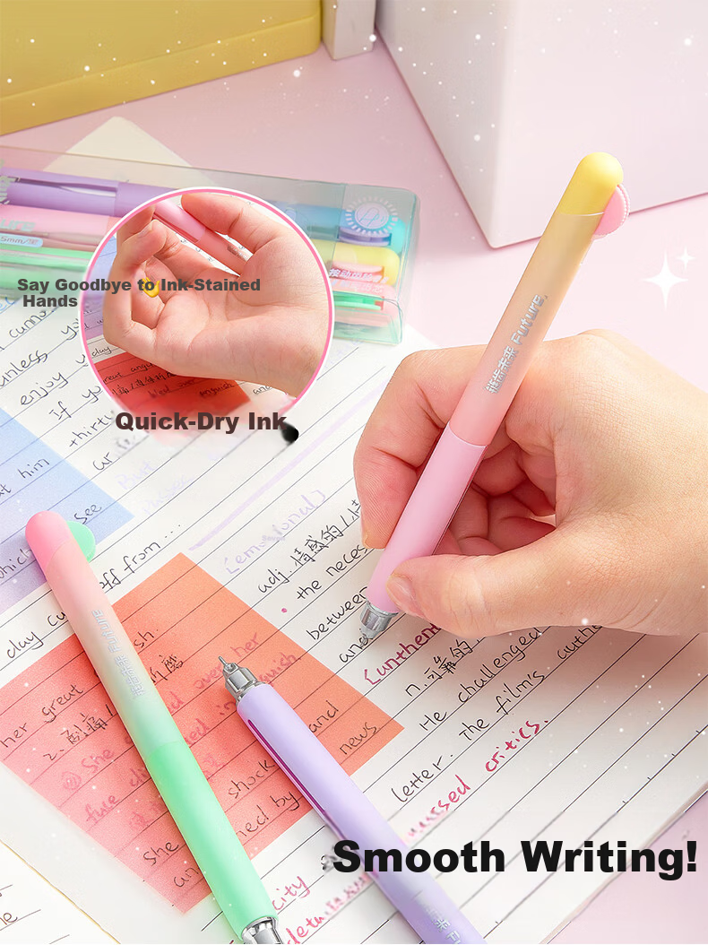 Kaba Bear Children's Day Gear Retractable Gel Pen Black Quick-Dry Smooth Writing Pen for Middle and High School Students Exam Essential 5