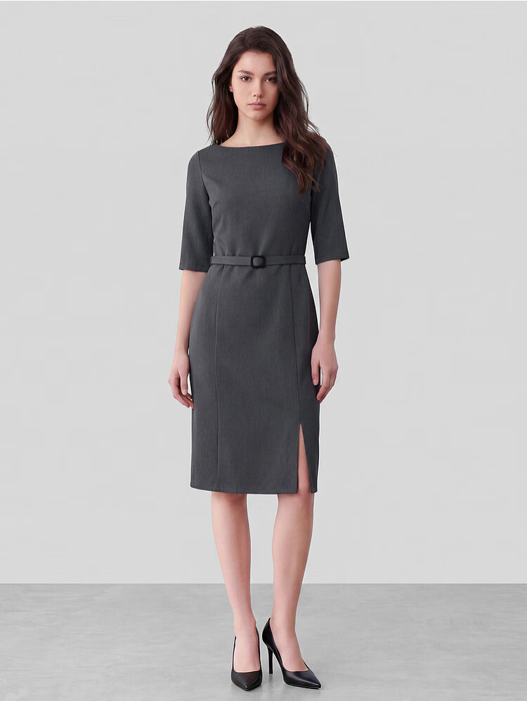 G2000 Women's 2026 Spring Summer Textured Five-Sleeve Dress with Comfort Stretch and Belt, Mall Edition 20
