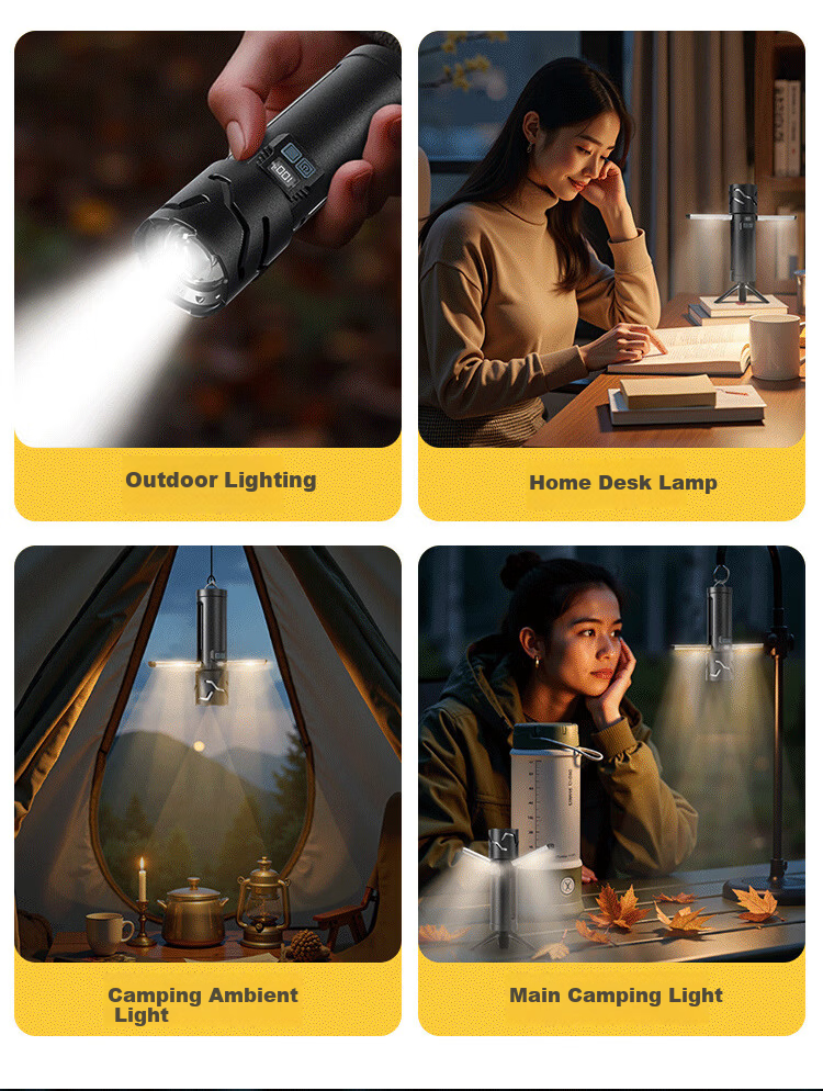 Cavalry Home Table Lamp Outdoor Camping Tent Light Aluminum Alloy Rechargeable Zoom White Laser Multifunctional Super Bright Flashlight 9