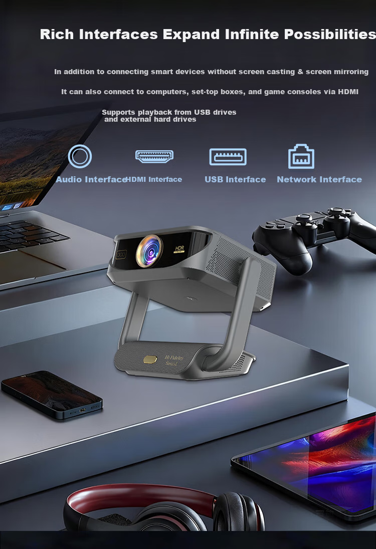Dongying New A8Pro 10-inch Dual-Screen Touch True 1080P Cloud Gimbal Auto Focus Correction 4K Giant Screen Home Smart HD Projector Home Theater 16