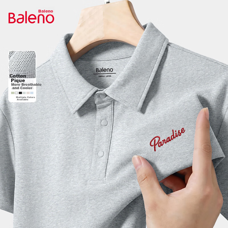 Baleno Father's Day Gift Cotton Pique Polo Shirt Men 2026 New Breathable Soft Skin-Friendly Summer Casual Short Sleeve 4