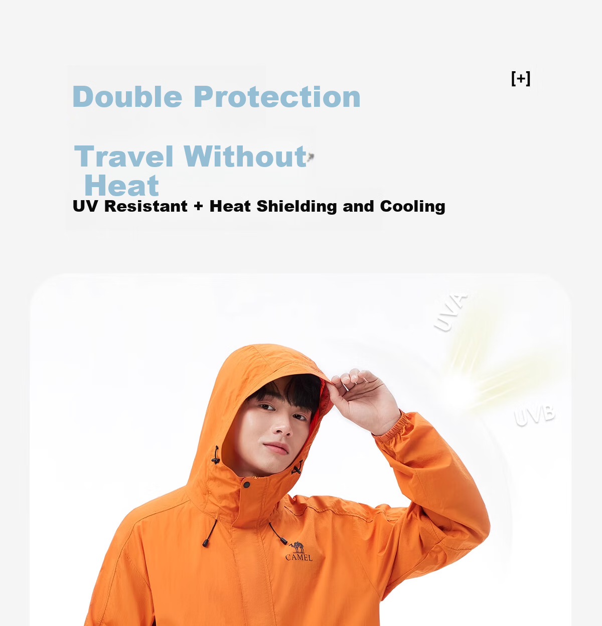 CAMEL Women's Lightweight Original Yarn Sun Protection Jacket Water-Repellent Breathable UV Protection Coat Men's 3093 2XL 6