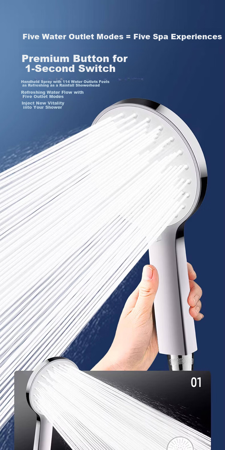 Baihan High-Pressure Shower Head Set with Powerful Water Flow, Filter, Multifunctional Handheld Bathroom Showerhead 6