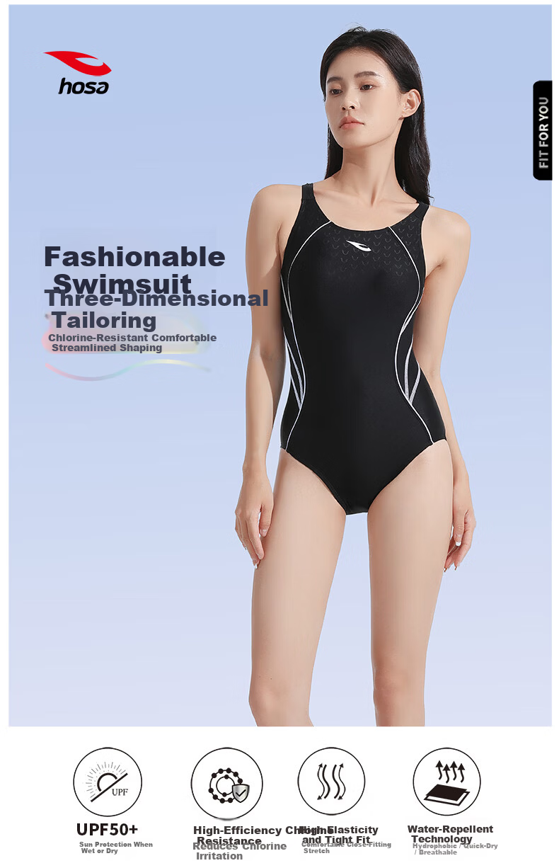 Hosa Women's Competitive One-Piece Triangle Swimsuit Slimming Tummy Control Backless Professional Training Swimwear for Hot Springs 2