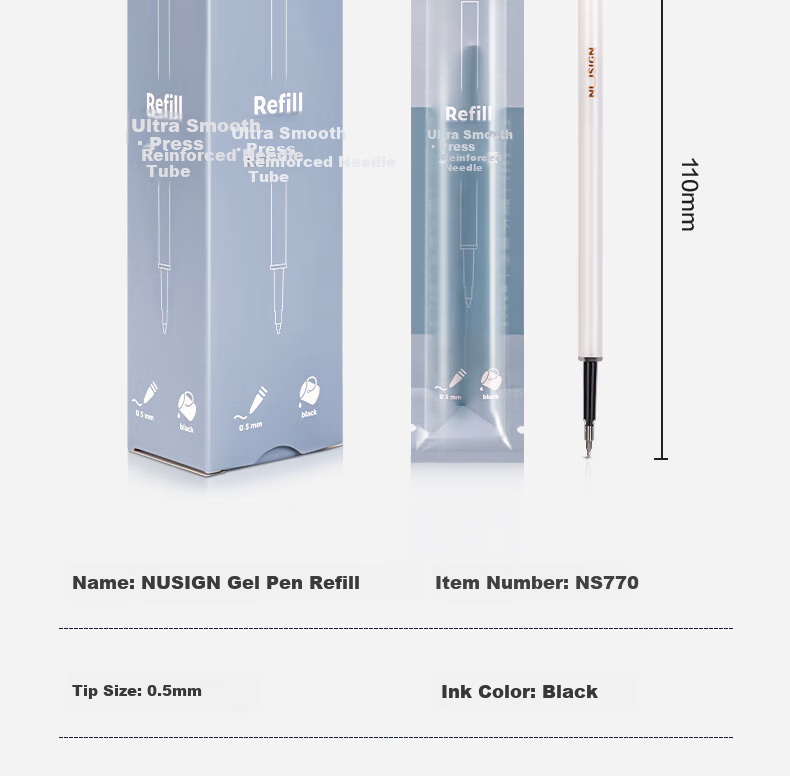 NUSIGN Tri-Color Click Gel Pen Refills Black Extra Ink 3-Pack Student Office Supplies NS578 Premium Brand by Deli 13