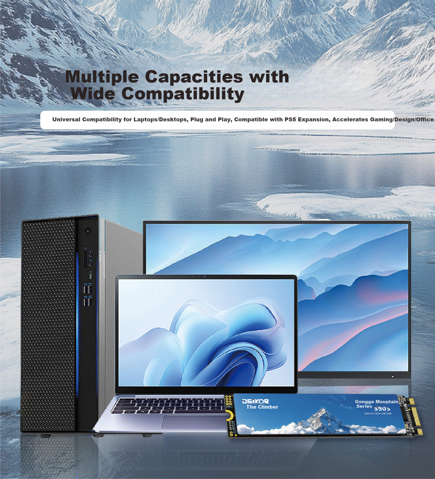 DengGaoZhe 256GB SSD Solid State Drive M.2 SATA 2280 NGFF TLC Desktop Laptop Universal Read Speed up to 550MB/s Gongga Mountain S503 8