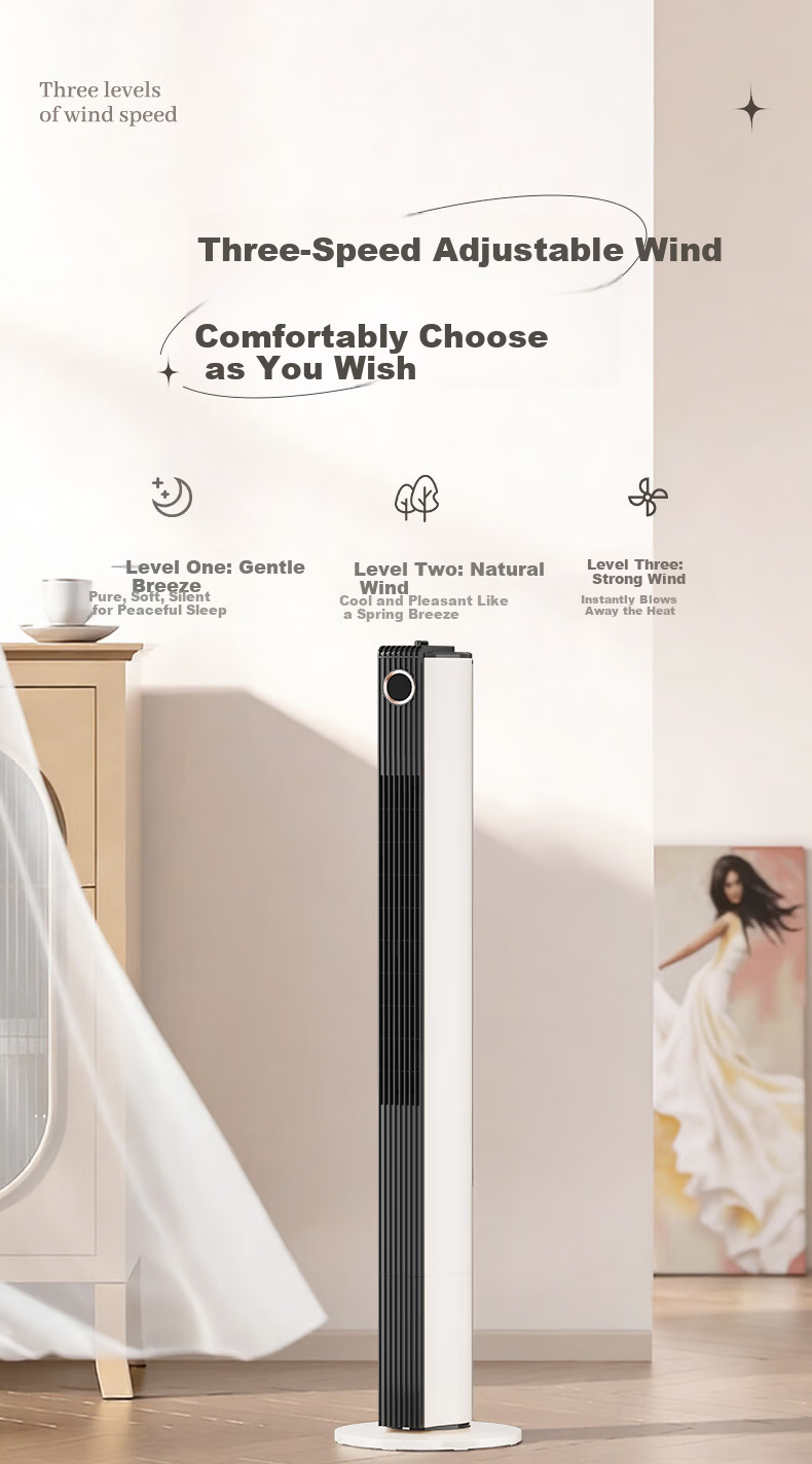 DIAMOND Home Electric Floor Fan Tower Fan Remote Control Timer Bladeless Fan Baby Fan Bedroom Living Room Study Quiet High Wind Oscillating Tower Fan KFT2207D 8
