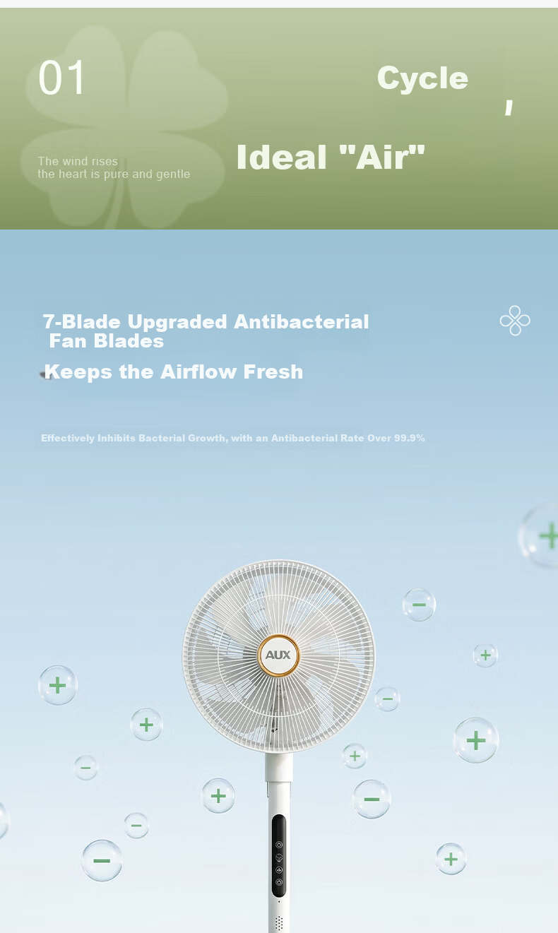 AUX DC Inverter Floor Fan Quiet Home Standing Fan Stepless Speed Adjustable Energy-Saving Air Circulation Fan Dual-Use Table and Floor Fan FS30-2501 4
