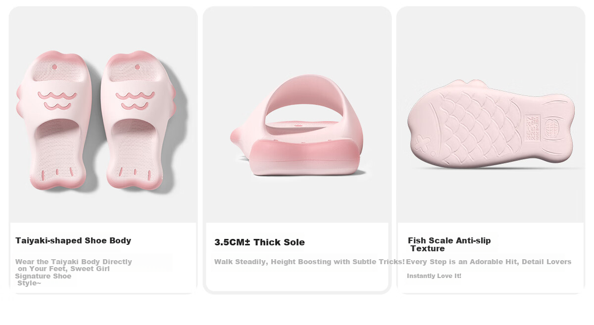 Chikoku Cute Taiyaki Slippers Women Home Thick Sole Non-Slip Slide Sandals Couples Outdoor Summer Slippers Men 10