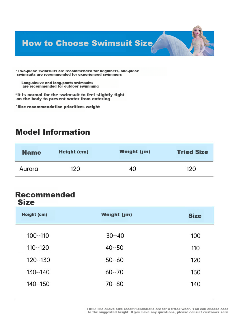 Disney Kids Girls One-Piece Swimsuit Advanced Large Children Summer New Girls Swimwear D36155S2H Blue 110 6