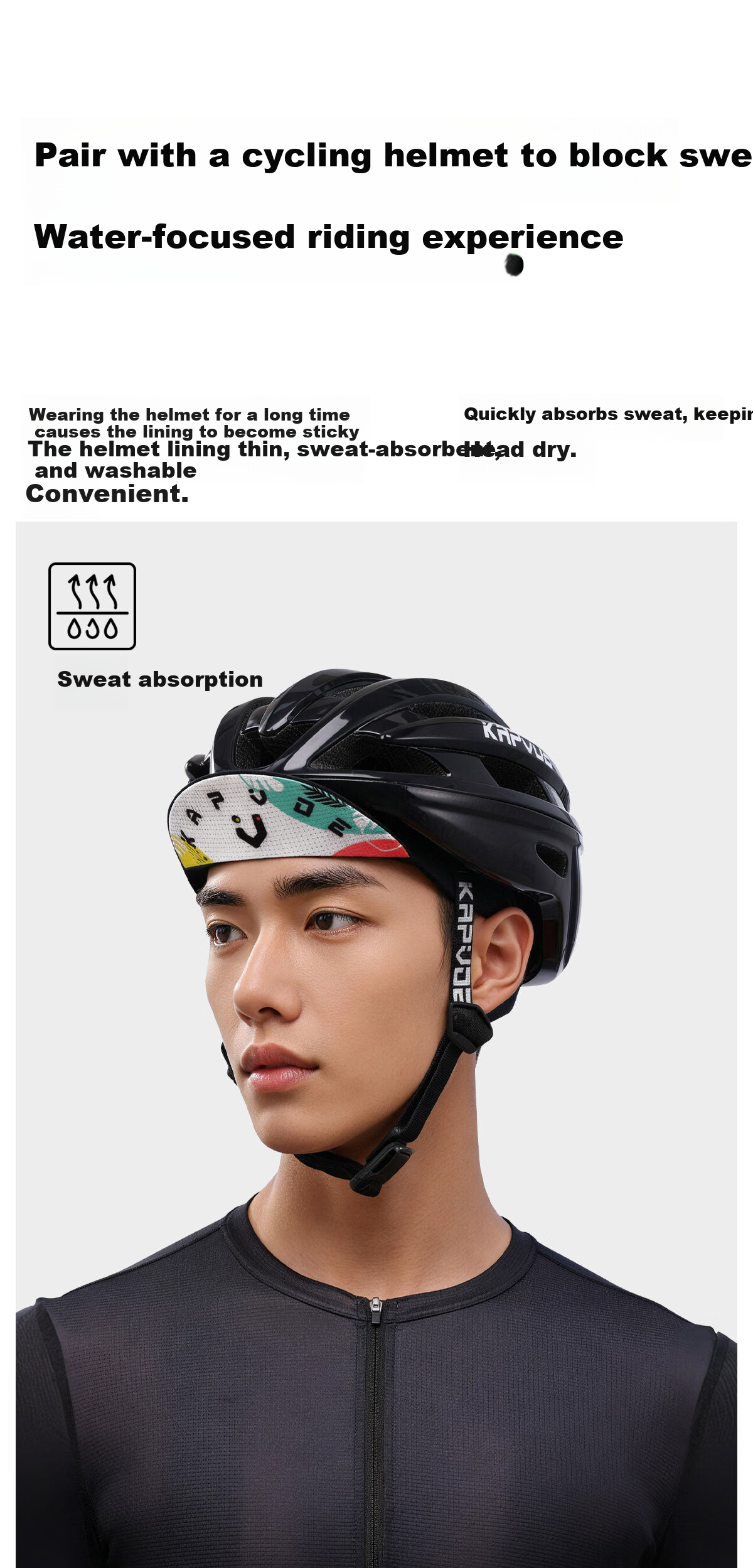 Kapwo Cycling Cap Lightweight Breathable Quick-Dry Helmet Liner Sweat-Absorbing Cap 2