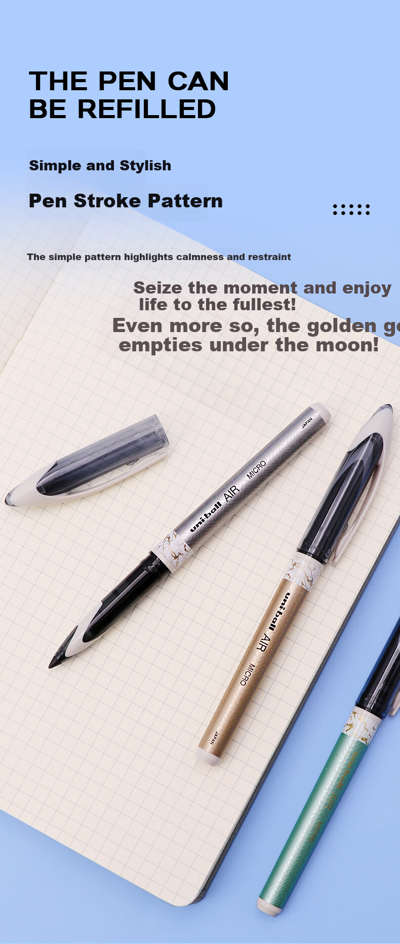 Uni Mitsubishi uni-ball AIR Black Technology Black Gel Pen 0.5mm Signature Pen Business Liquid Ink Pen UBA-188C-M Limited Edition Four Seasons Pink 3-Pack 4