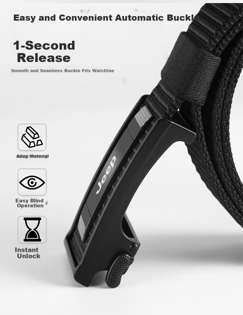 JEEP 2026 New Canvas Leather Men's Automatic Buckle Braided Casual Military Training Belt 4