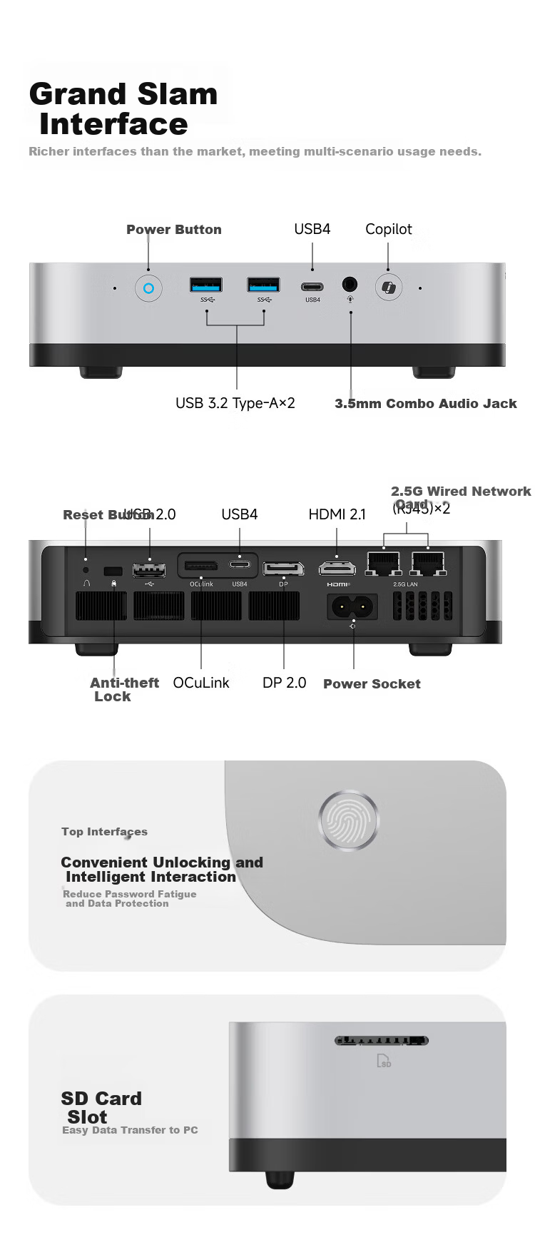 Mingfan X1Pro-255 Flagship AMD Ryzen 7 255 Mini Desktop PC Gaming Business Office 16GB RAM 1TB Storage 13